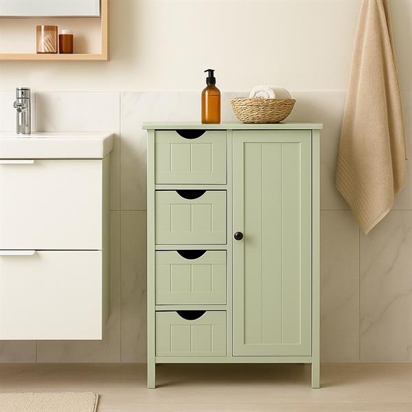 Mobiletto bagno multiuso con 4 cassetti e 1 anta verde salvia - Lily
