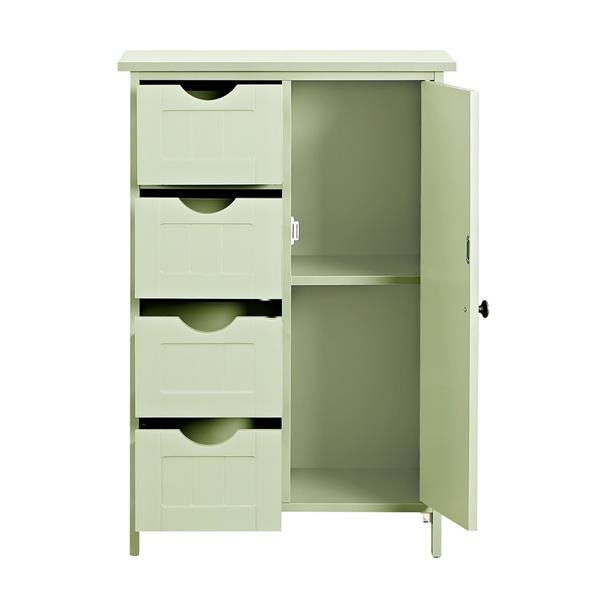 Mobiletto bagno multiuso con 4 cassetti e 1 anta verde salvia - Lily