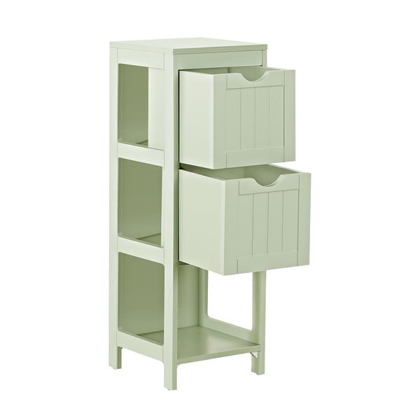 Colonna bagno con 2 cassetti e ripiano verde salvia 30x30x89 cm - Ella
