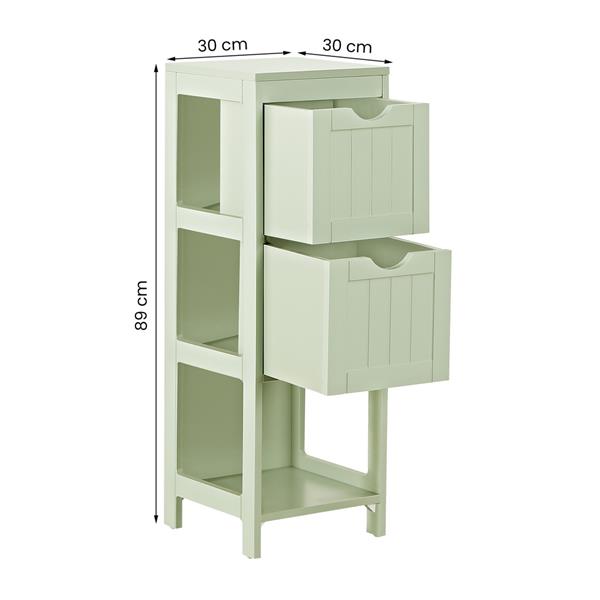 Colonna bagno con 2 cassetti e ripiano verde salvia 30x30x89 cm - Ella