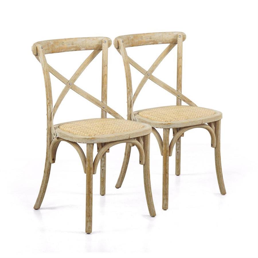 Sedie sala da pranzo in legno naturale e rattan - Cross