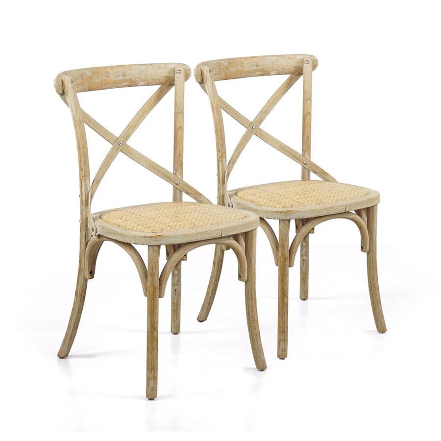 Sedie sala da pranzo in legno naturale e rattan - Cross