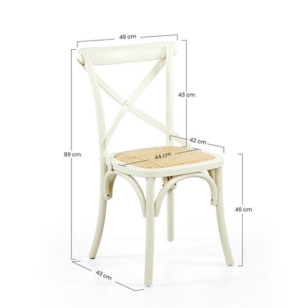 Sedie sala da pranzo in legno e rattan stile shabby avorio - Cross