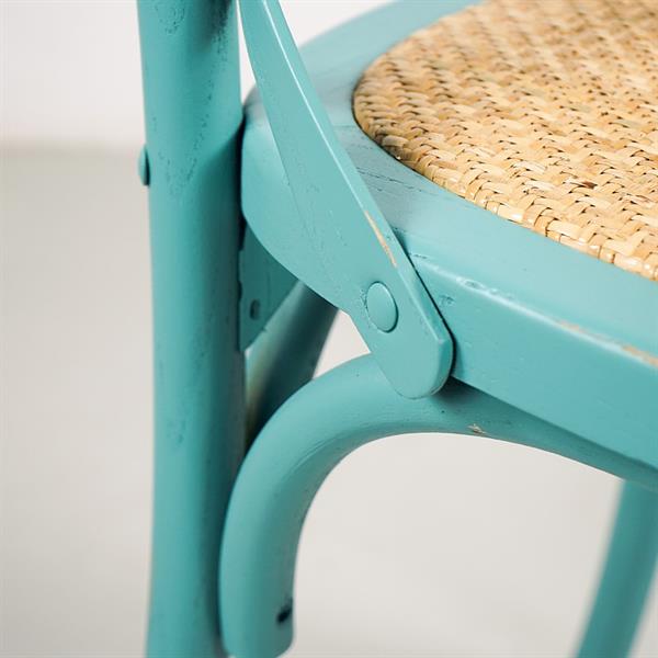 Set 2 sedie in legno di olmo e rattan azzurre vintage - Cross