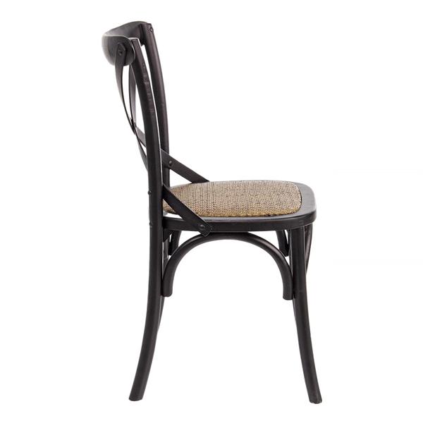 Sedie bistrot o sala da pranzo in legno nero e rattan - Cross