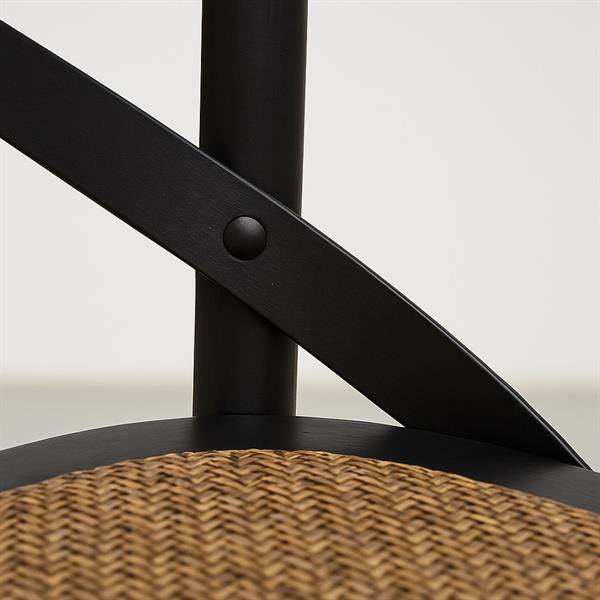 Sedie bistrot o sala da pranzo in legno nero e rattan - Cross