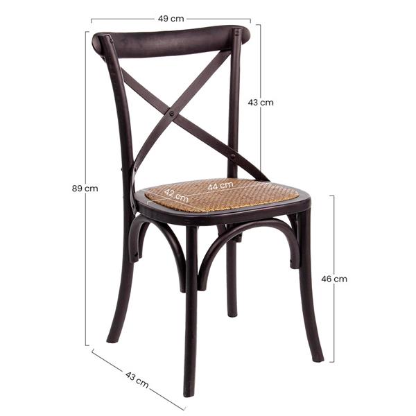 Sedie bistrot o sala da pranzo in legno nero e rattan - Cross