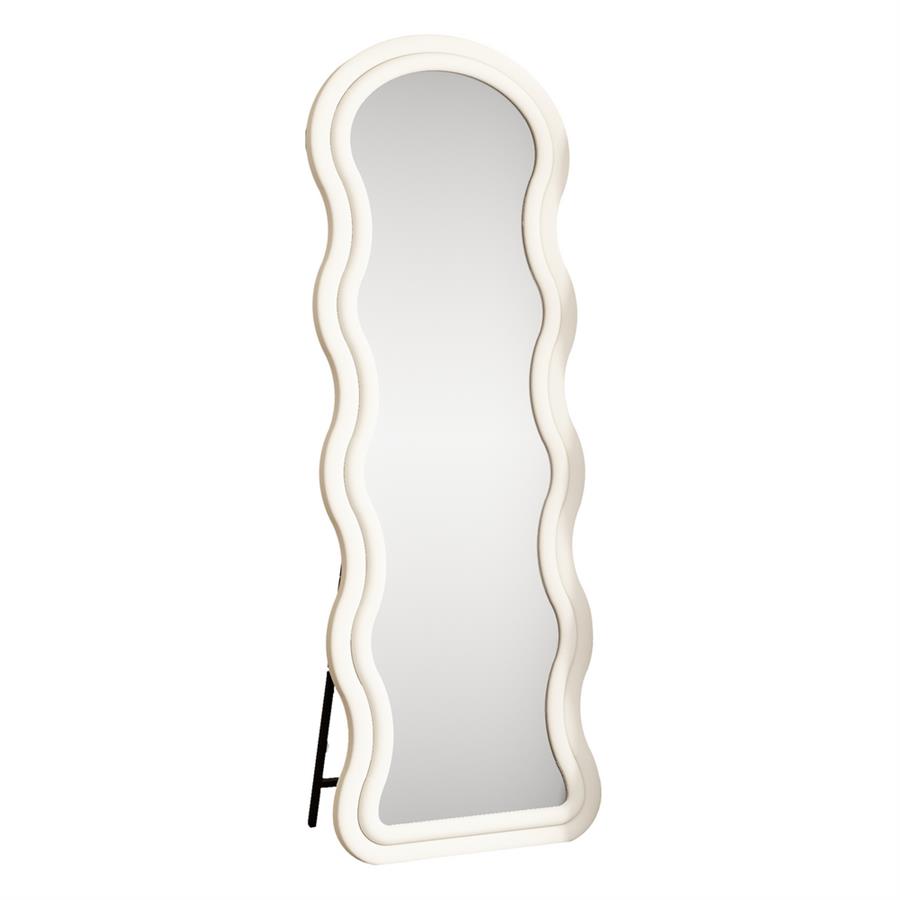 Specchio onda da terra o parete bianco 55x165 cm con cornice in velluto - Wavy