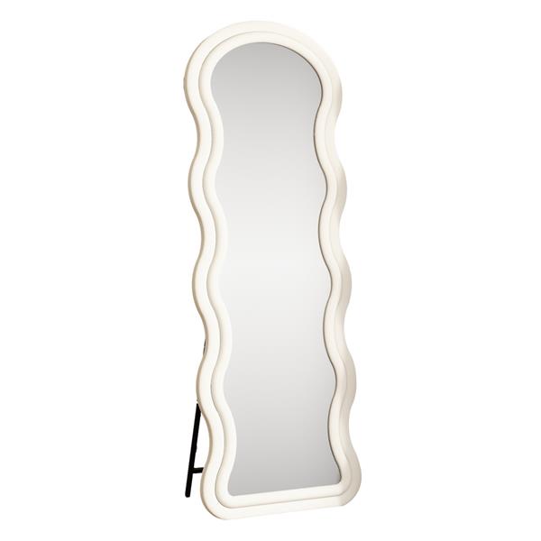 Specchio onda da terra o parete bianco 55x165 cm con cornice in velluto - Wavy