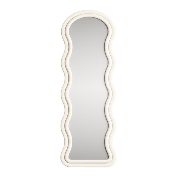 Specchio onda da terra o parete bianco 55x165 cm con cornice in velluto - Wavy