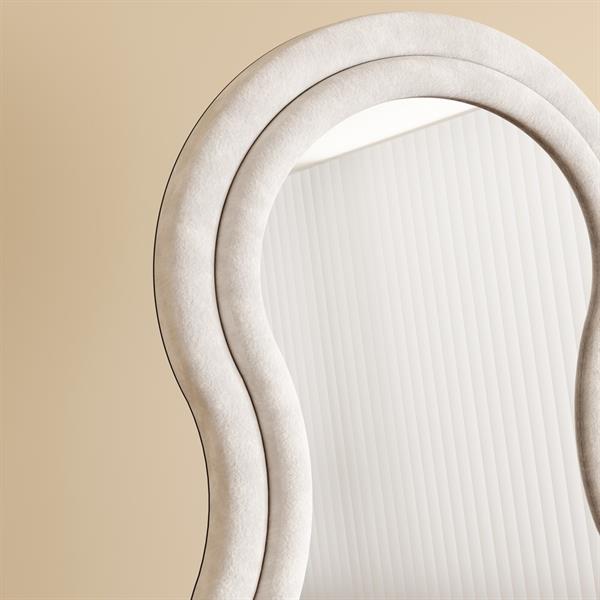 Specchio onda da terra o parete bianco 55x165 cm con cornice in velluto - Wavy