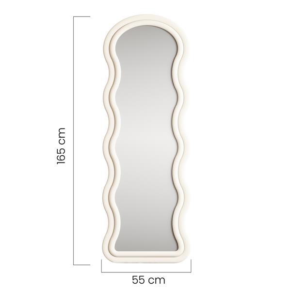 Specchio onda da terra o parete bianco 55x165 cm con cornice in velluto - Wavy