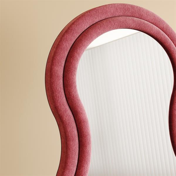 Specchio onda da terra o parete rosa 55x165 cm con cornice in velluto - Wavy