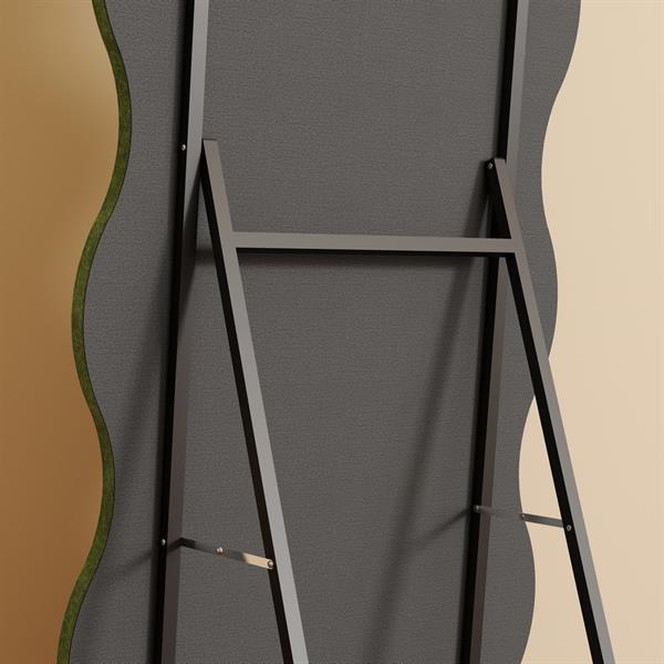 Specchio onda da terra o parete verde 55x165 cm con cornice in velluto - Wavy