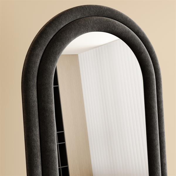 Specchio arco da terra o parete nero 55x165 cm con cornice in velluto – Archer