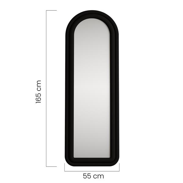 Specchio arco da terra o parete nero 55x165 cm con cornice in velluto – Archer