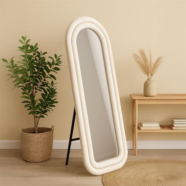 Specchio arco da terra o parete bianco 55x165 cm con cornice in velluto – Archer