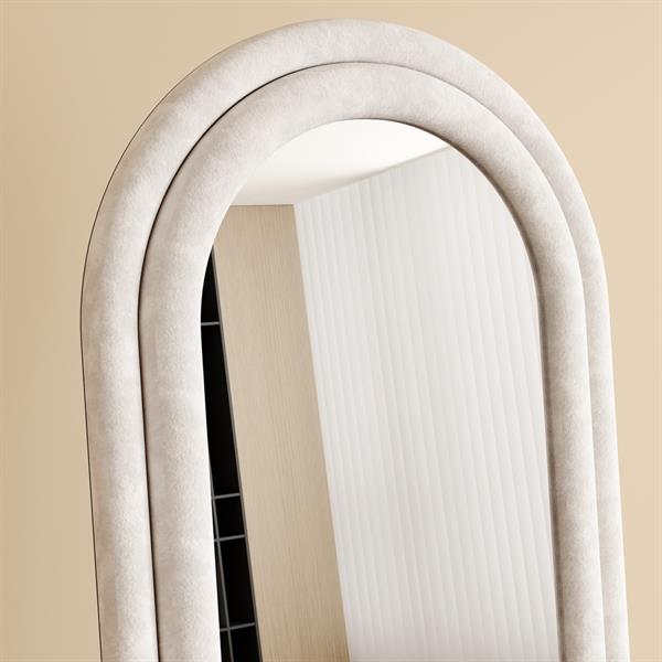 Specchio arco da terra o parete bianco 55x165 cm con cornice in velluto – Archer