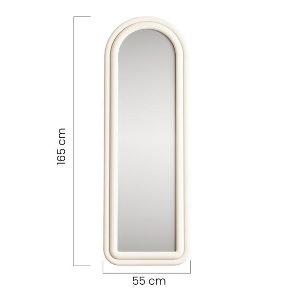 Specchio arco da terra o parete bianco 55x165 cm con cornice in velluto – Archer