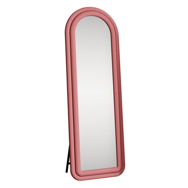 Specchio arco da terra o parete rosa 55x165 cm con cornice in velluto – Archer