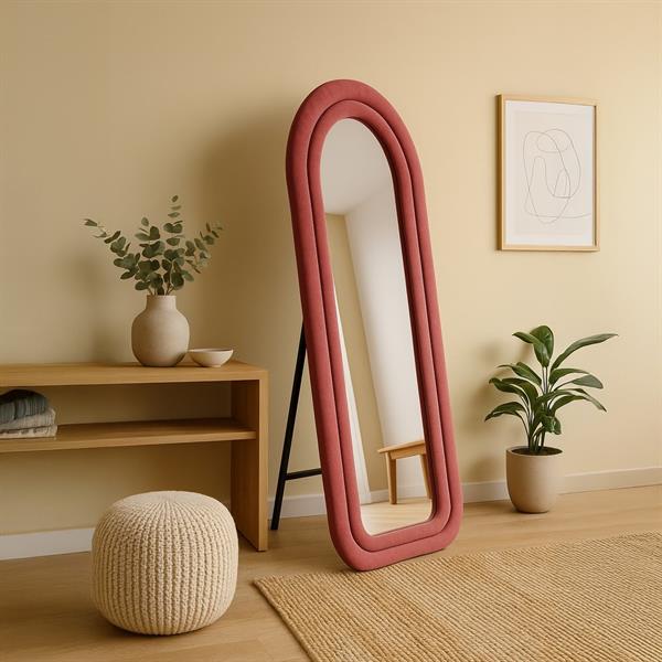 Specchio arco da terra o parete rosa 55x165 cm con cornice in velluto – Archer