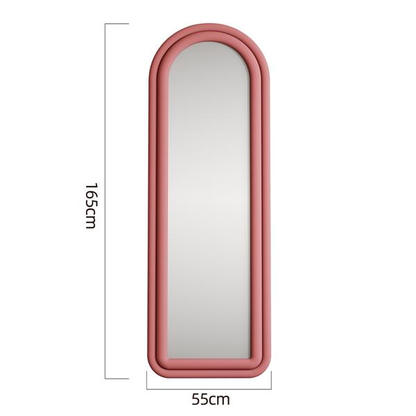 Specchio arco da terra o parete rosa 55x165 cm con cornice in velluto – Archer