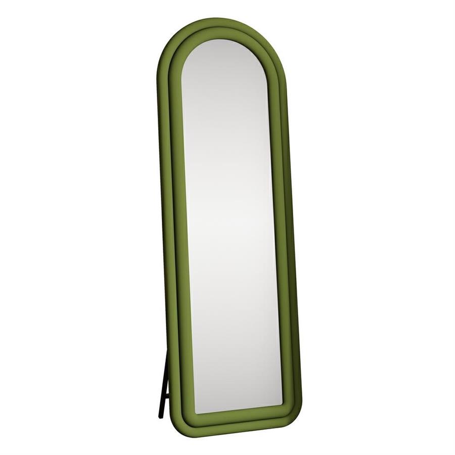 Specchio arco da terra o parete verde 55x165 cm con cornice in velluto – Archer