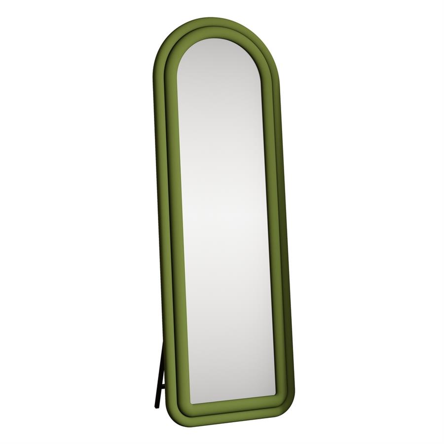 Specchio arco da terra o parete verde 55x165 cm con cornice in velluto – Archer
