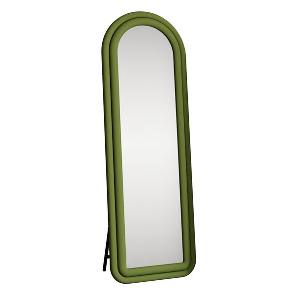 Specchio arco da terra o parete verde 55x165 cm con cornice in velluto – Archer