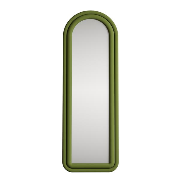 Specchio arco da terra o parete verde 55x165 cm con cornice in velluto – Archer