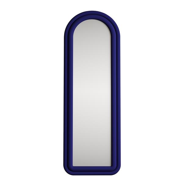 Specchio arco da terra blu 55x165 cm con cornice in velluto – Archer