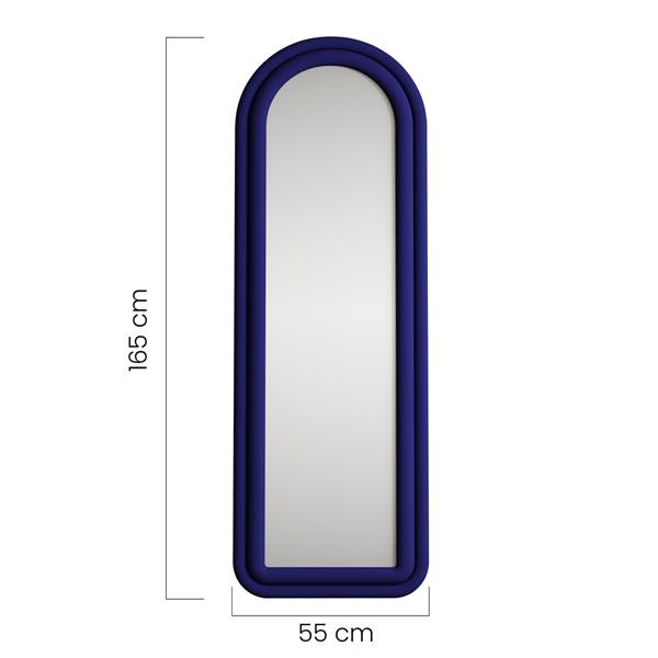 Specchio arco da terra blu 55x165 cm con cornice in velluto – Archer