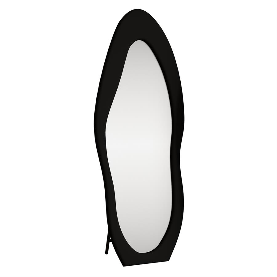 Specchio irregolare da terra o parete nero 55x165 cm con cornice in velluto - Kiwi