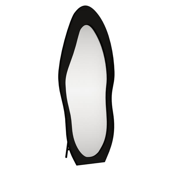 Specchio irregolare da terra o parete nero 55x165 cm con cornice in velluto - Kiwi