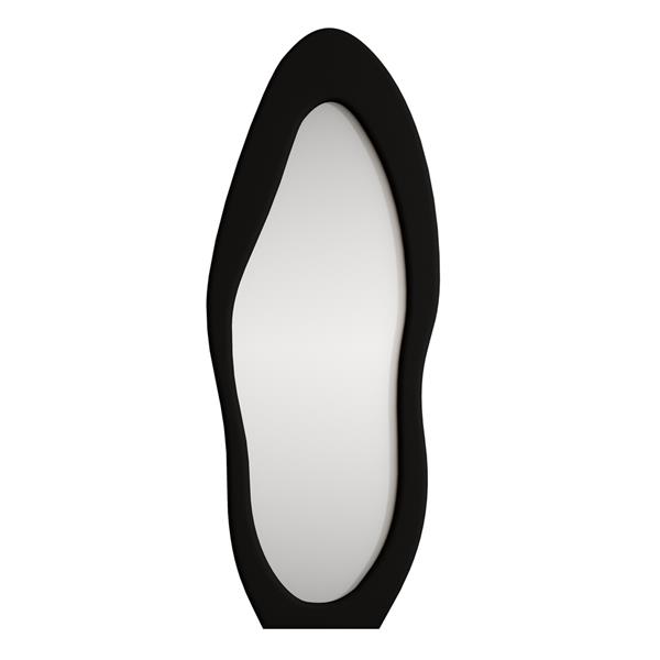 Specchio irregolare da terra o parete nero 55x165 cm con cornice in velluto - Kiwi