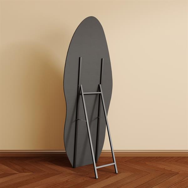 Specchio irregolare da terra o parete nero 55x165 cm con cornice in velluto - Kiwi