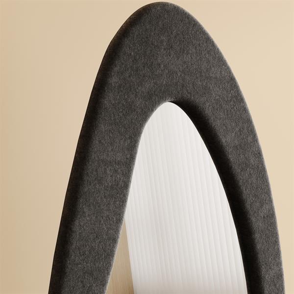 Specchio irregolare da terra o parete nero 55x165 cm con cornice in velluto - Kiwi