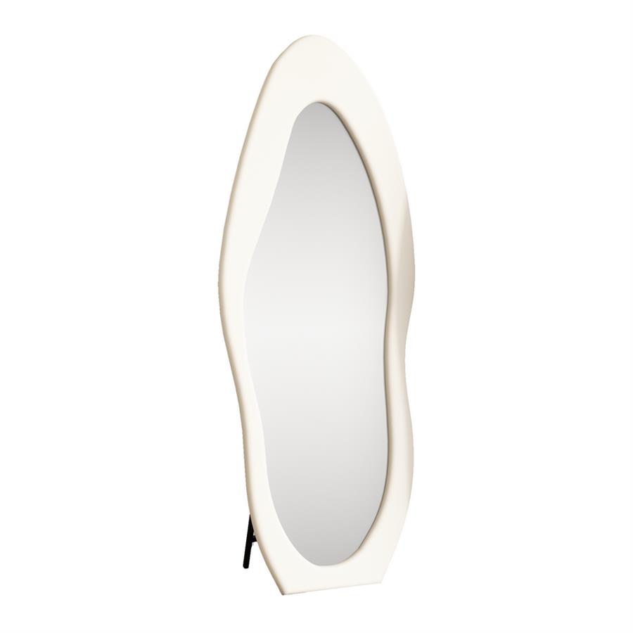 Specchio irregolare da terra o parete bianco 55x165 cm con cornice in velluto - Kiwi