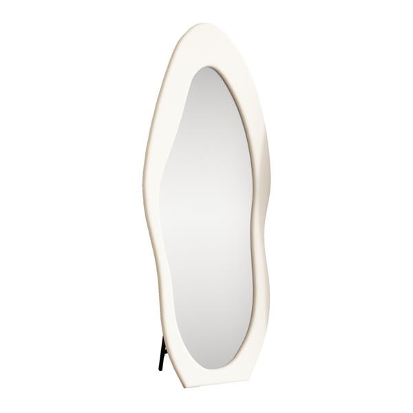 Specchio irregolare da terra o parete bianco 55x165 cm con cornice in velluto - Kiwi