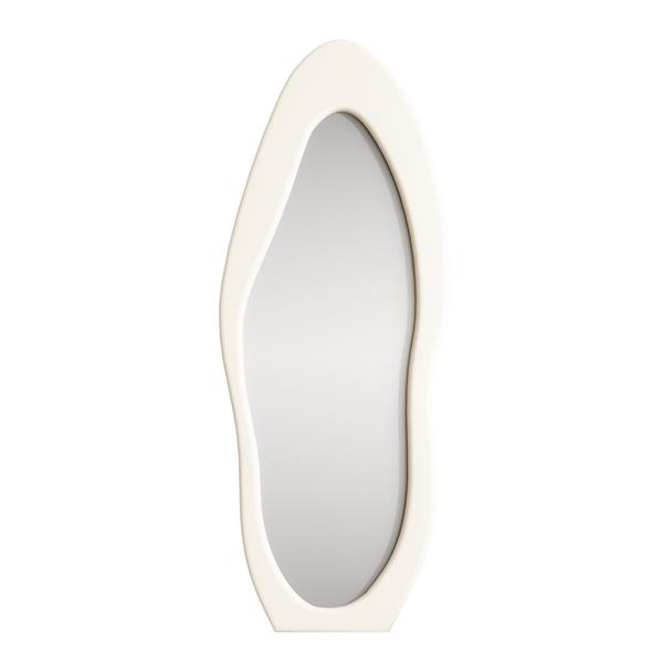 Specchio irregolare da terra o parete bianco 55x165 cm con cornice in velluto - Kiwi