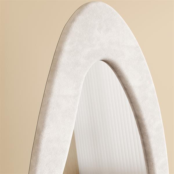 Specchio irregolare da terra o parete bianco 55x165 cm con cornice in velluto - Kiwi