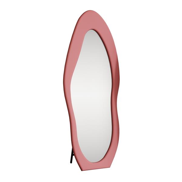 Specchio irregolare da terra o parete rosa 55x165 cm con cornice in velluto - Kiwi
