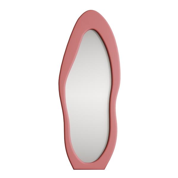 Specchio irregolare da terra o parete rosa 55x165 cm con cornice in velluto - Kiwi