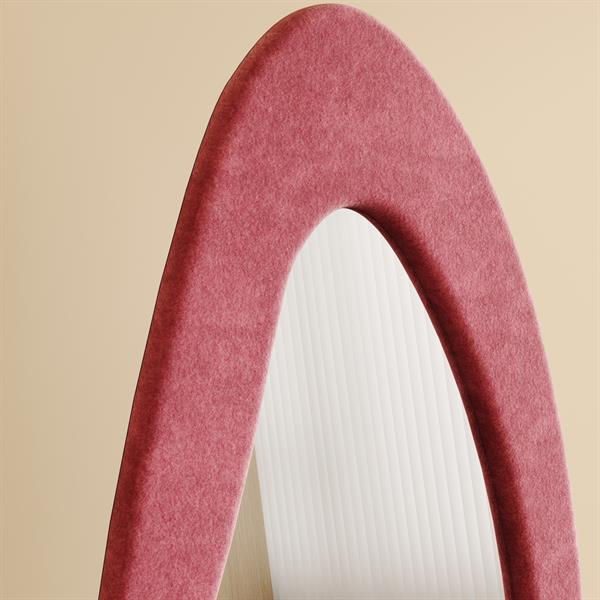 Specchio irregolare da terra o parete rosa 55x165 cm con cornice in velluto - Kiwi