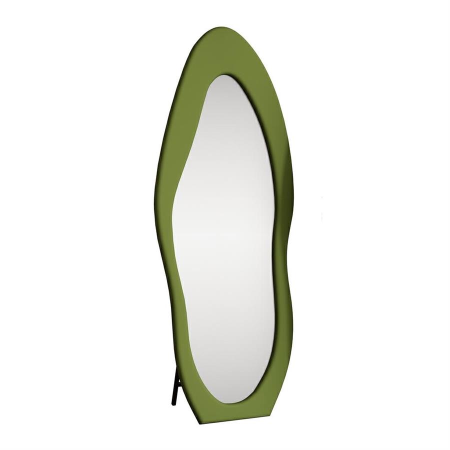 Specchio irregolare da terra o parete verde 55x165 cm con cornice in velluto - Kiwi