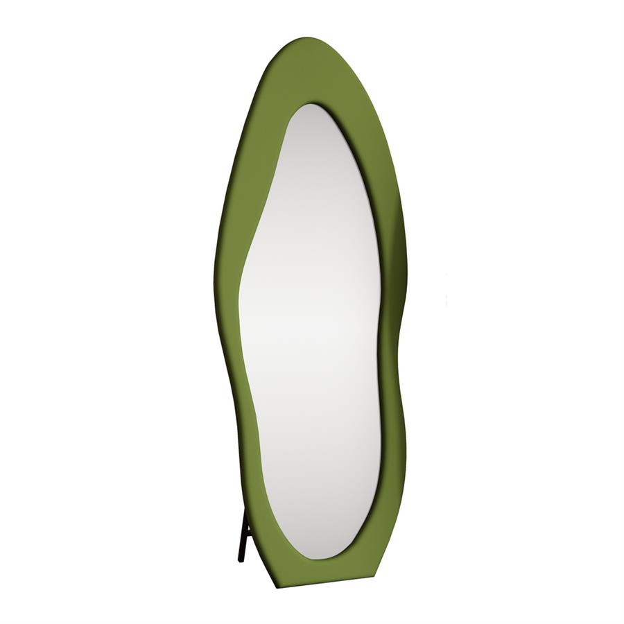 Specchio irregolare da terra o parete verde 55x165 cm con cornice in velluto - Kiwi