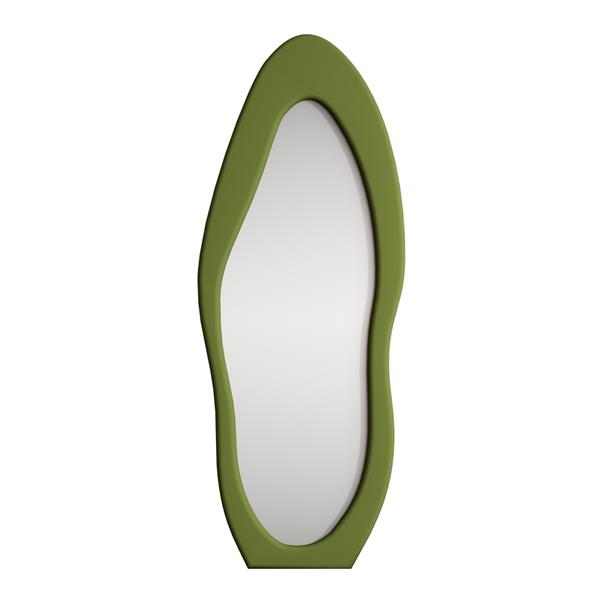 Specchio irregolare da terra o parete verde 55x165 cm con cornice in velluto - Kiwi