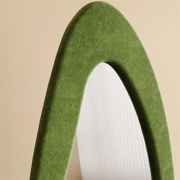 Specchio irregolare da terra o parete verde 55x165 cm con cornice in velluto - Kiwi