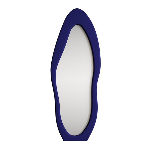 Specchio irregolare da terra o parete blu 55x165 cm con cornice in velluto - Kiwi