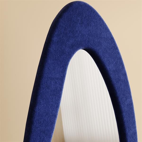 Specchio irregolare da terra o parete blu 55x165 cm con cornice in velluto - Kiwi